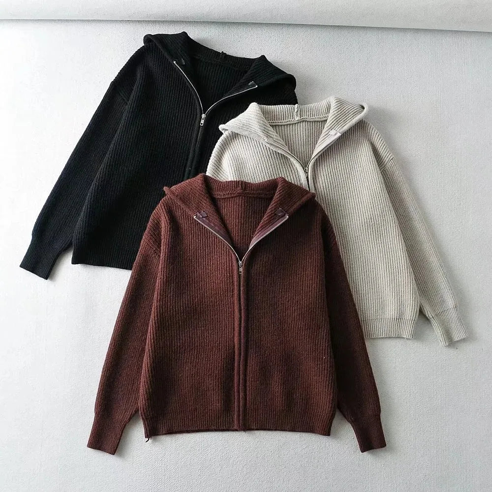 Cozy Drift Hooded Knit Cardigan