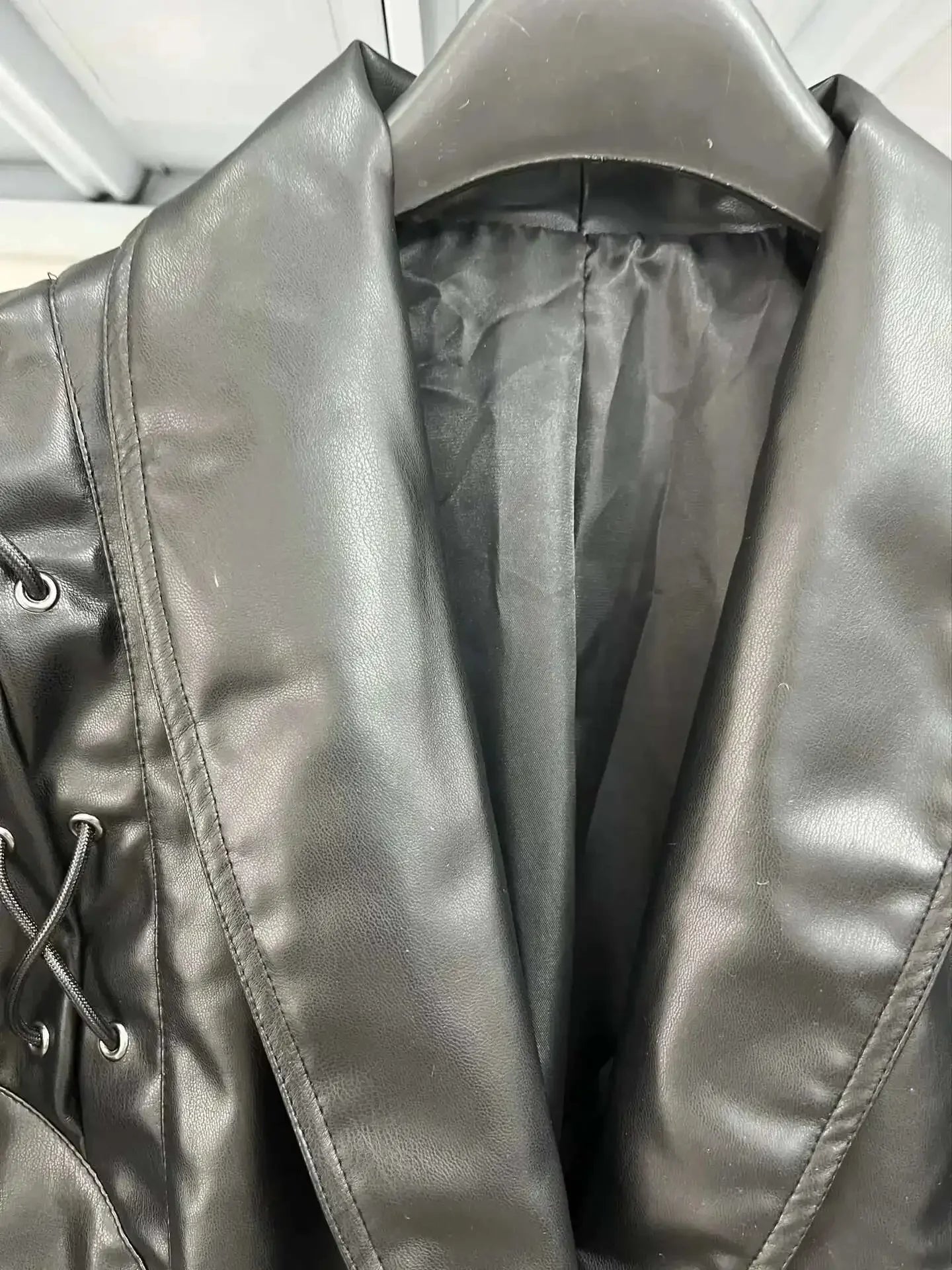 Lace-Up Faux Leather Jacket