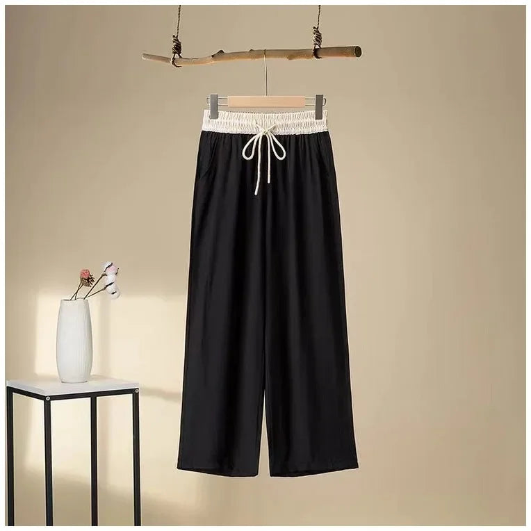 Color Block Retro Wide Leg Pants