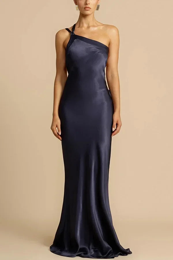 Crimson Allure One-Shoulder Maxi Dress