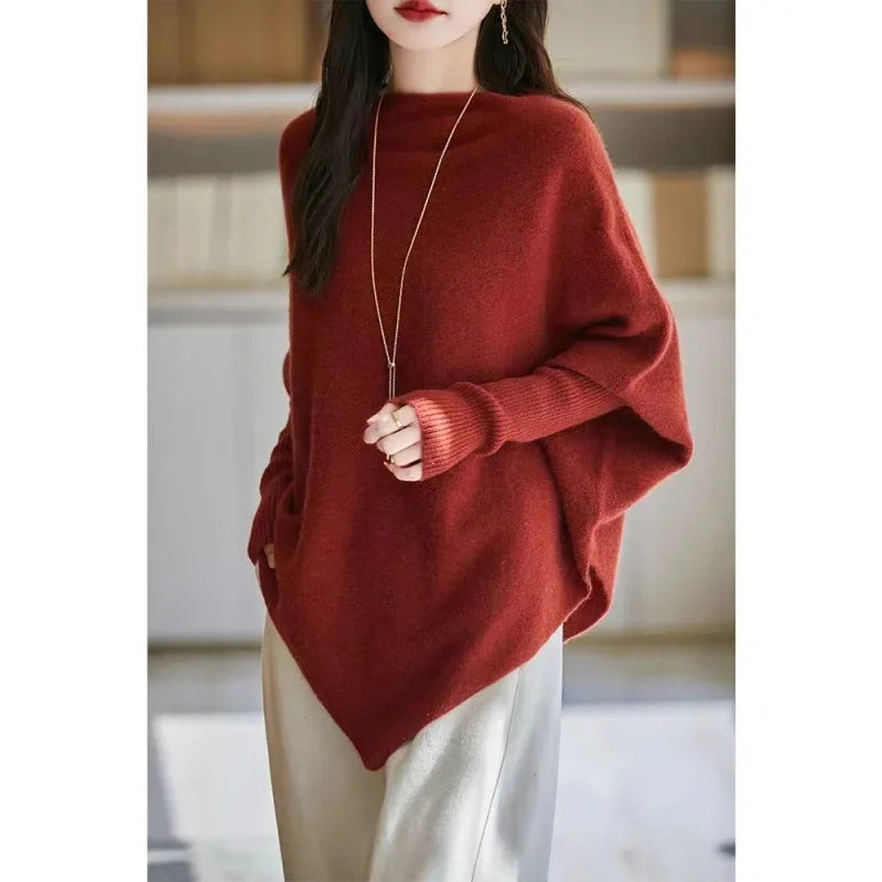 Batwing Sleeve Irregular Knit Sweater