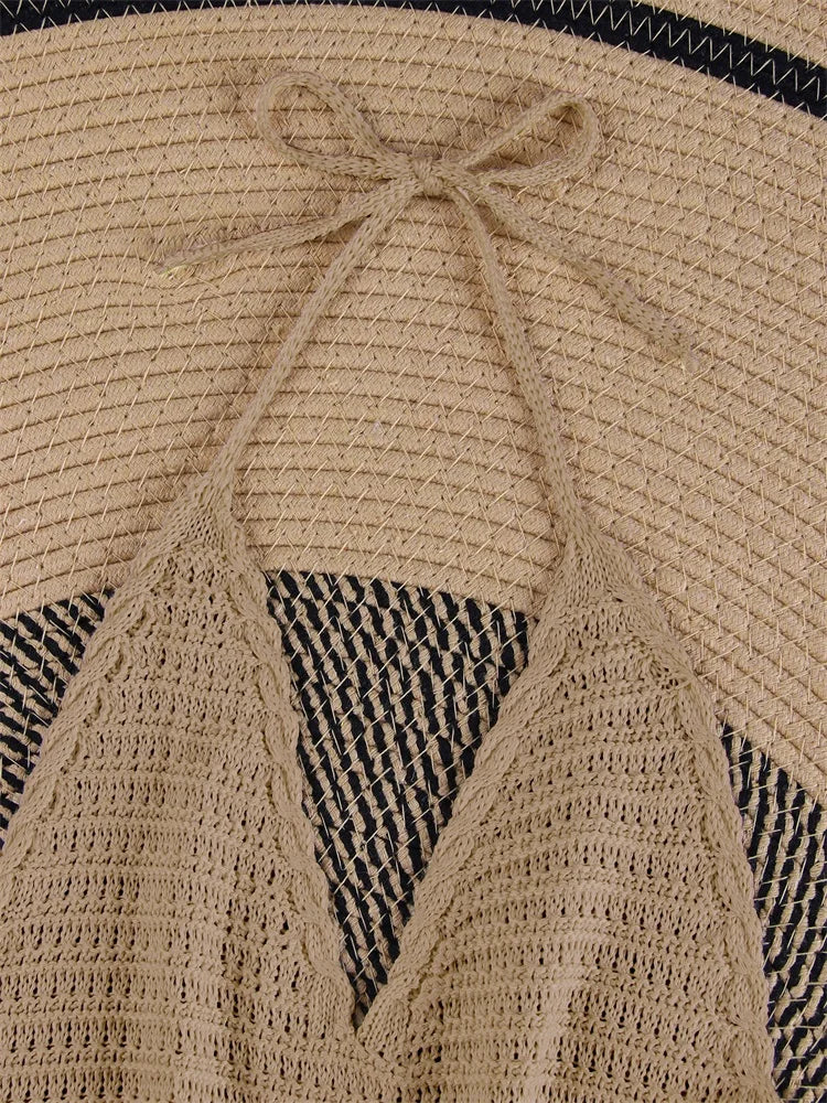 Knit Halter Cross-Strap Mini Dress