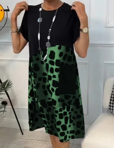 Leopard Print A-Line Midi Dress