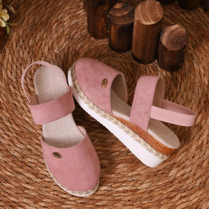 Handmade Linen Wedge Sandals