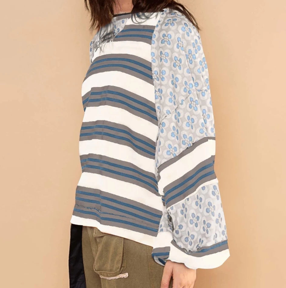 Vibrant Floral Stripe Hoodie