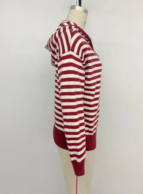 Retro Striped Zip-Up Hoodie