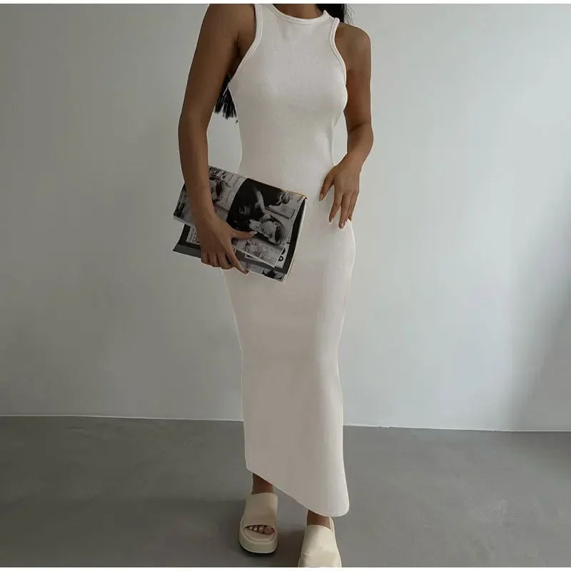 SculptKnit Sleeveless Split Midi Dress