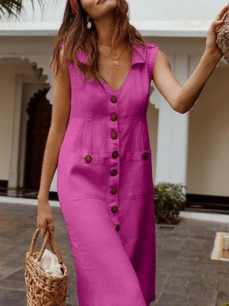 Radiant Muse V-Neck Summer Dress