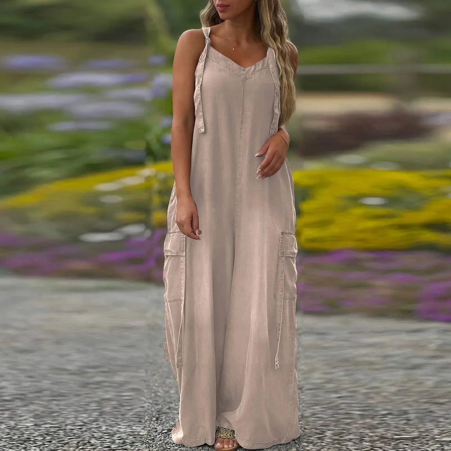 Effortless Charm V-Neck Jumpsuit Rich Allure