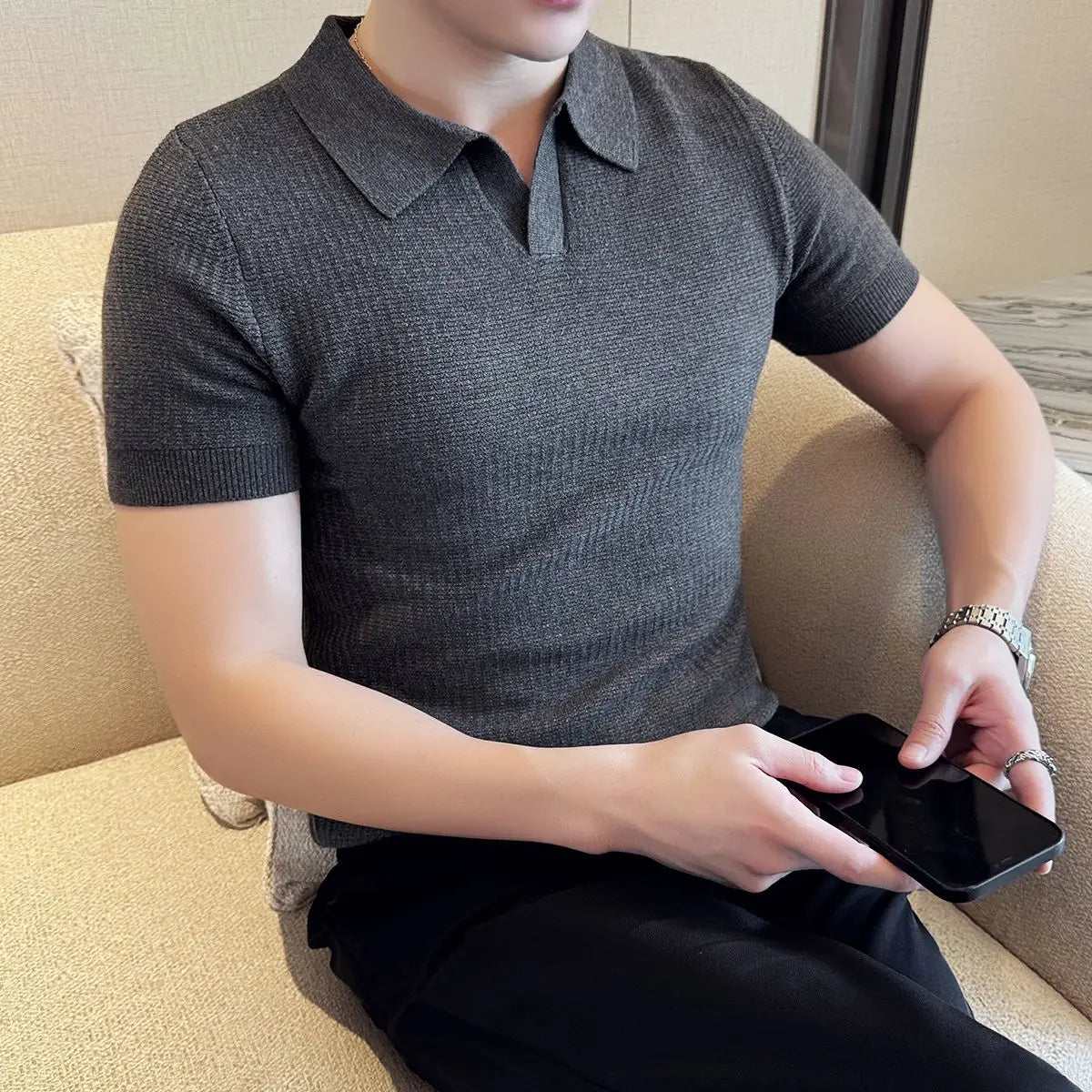 Slim Fit Korean Style Polo Shirt Rich Allure