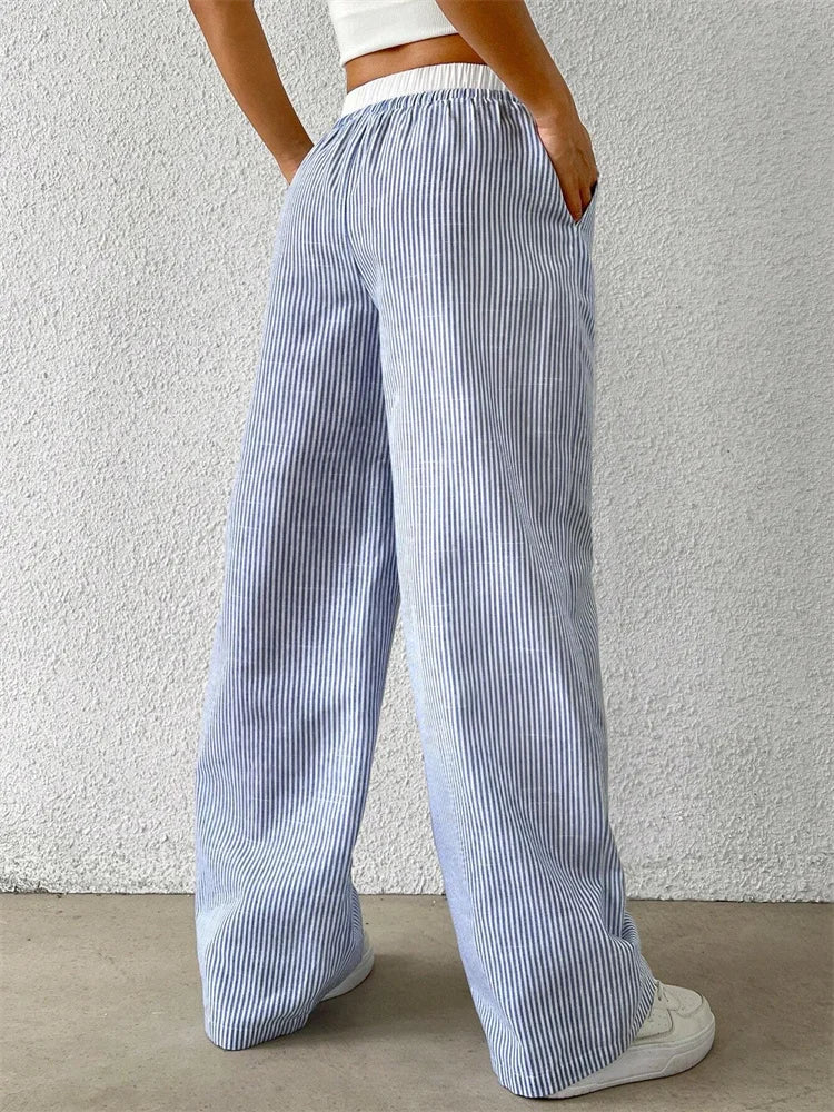 Striped Wide Leg Woven Pants