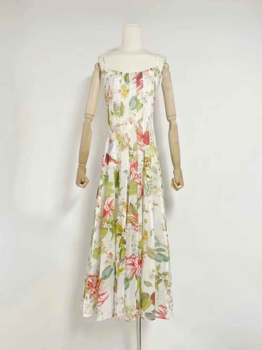 Sunlit Bloom Hollow Waist Maxi Dress