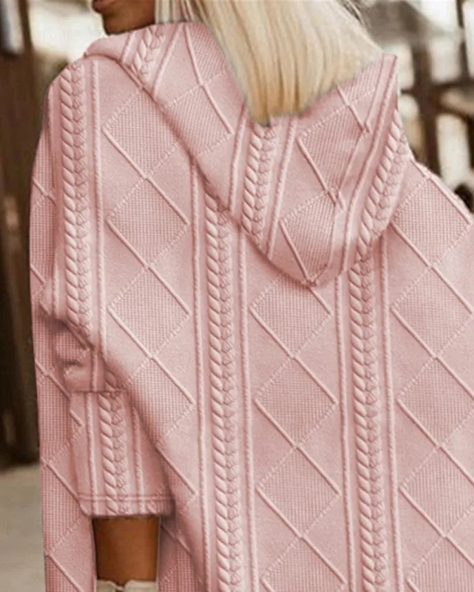 Cable Knit Hooded Windbreaker Coat
