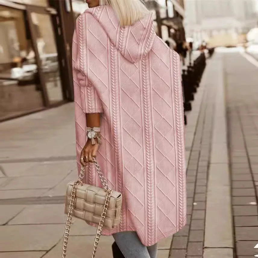 Cable Knit Hooded Windbreaker Coat