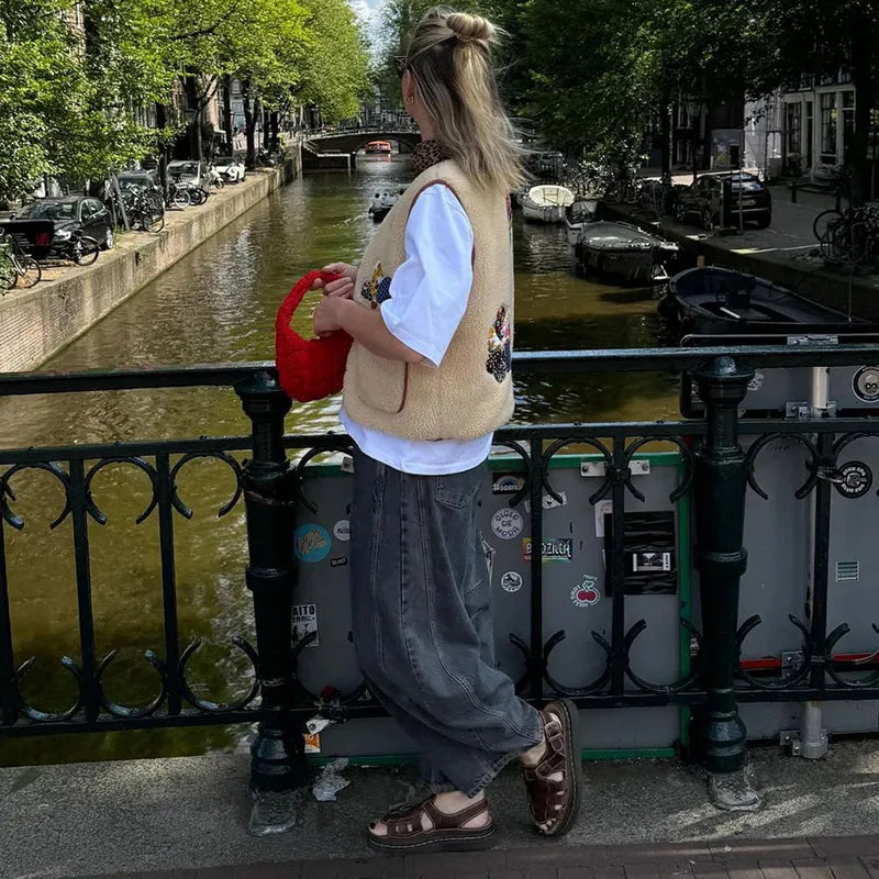 Cozy Charm Sleeveless Plush Vest Rich Allure