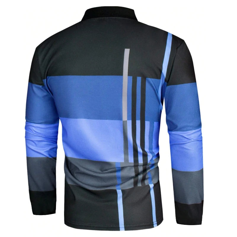 Colorblock Long Sleeve Polo Shirt