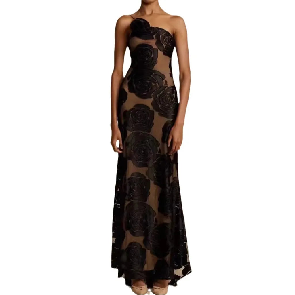 Midnight Allure Backless Evening Dress