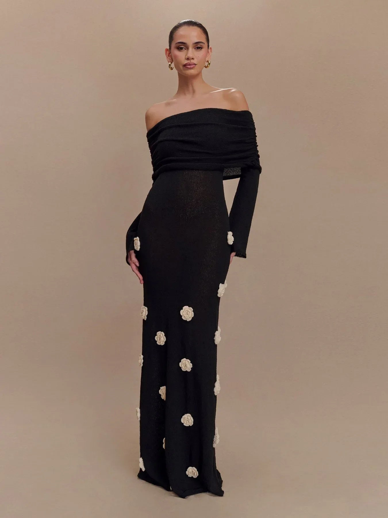 Rose Gaze 3D Floral Knit Dress