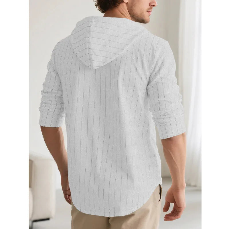 Striped Hooded Linen Shirt