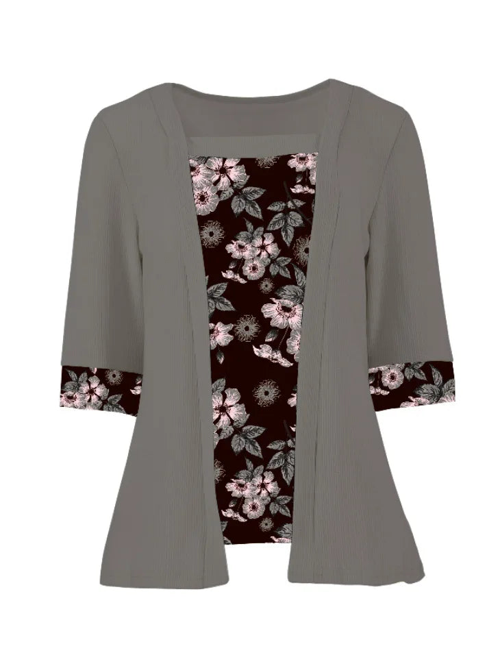 Layered Bloom Splice Casual Top