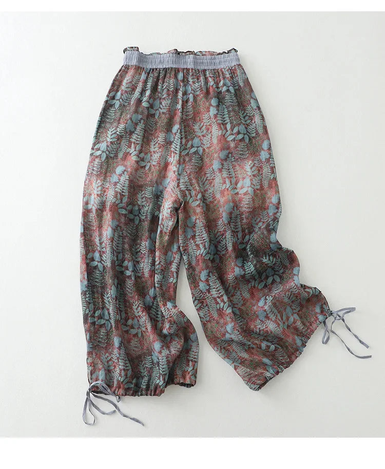Autumn Grace Printed Cotton Trousers Rich Allure