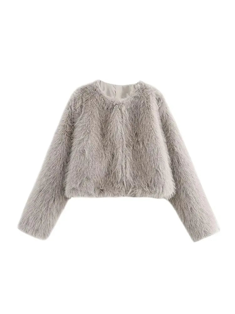 Plush Chic Cropped Faux Fur Jacket