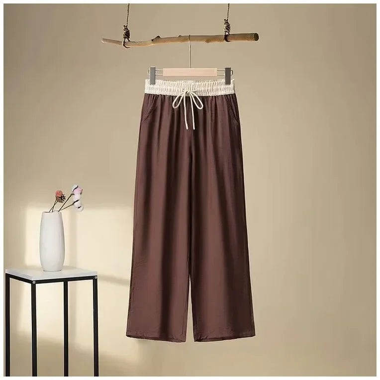 Color Block Retro Wide Leg Pants