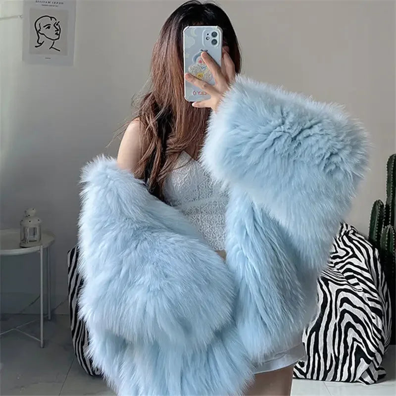 Fur Mist Hooded Splice Jacket