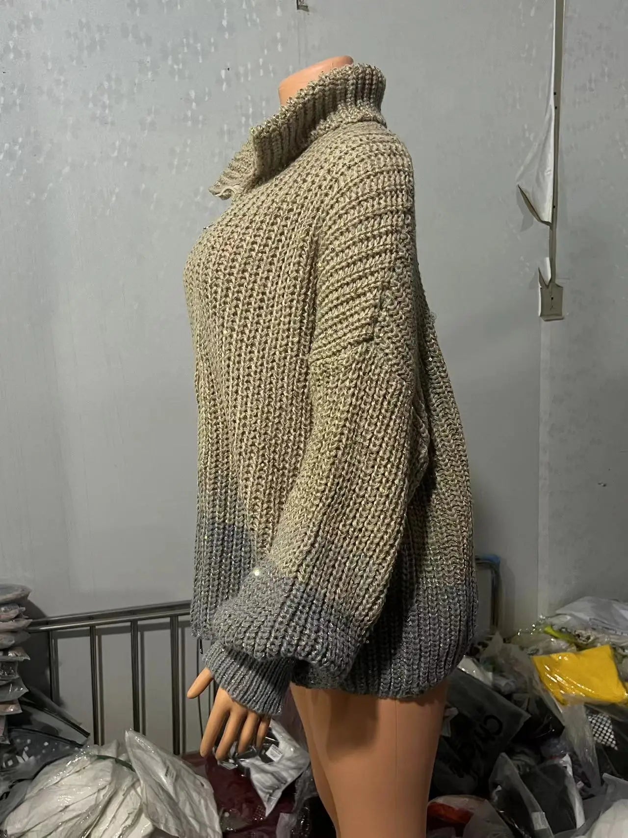 Sequin V-Neck Party Sweater