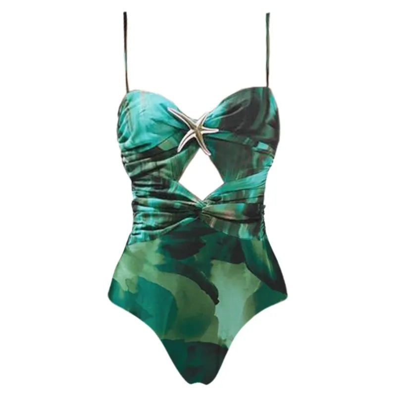 One Piece Swimsuit and Skirt Set