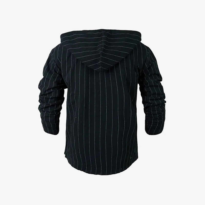 Striped Hooded Linen Shirt
