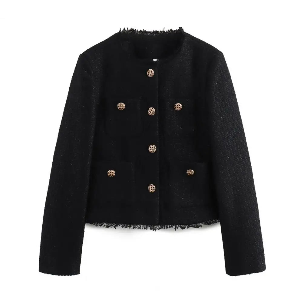 Gold Button Tweed Jacket Rich Allure