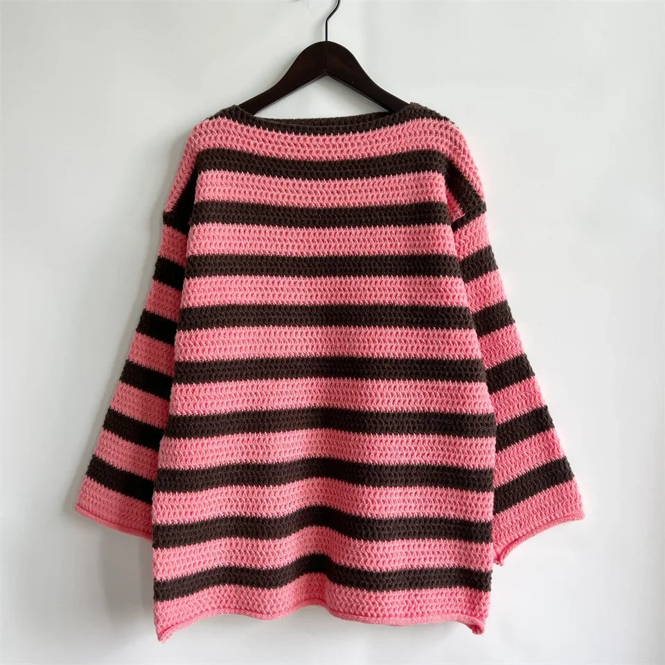 Autumn Stripes V-Neck Knit Pullover