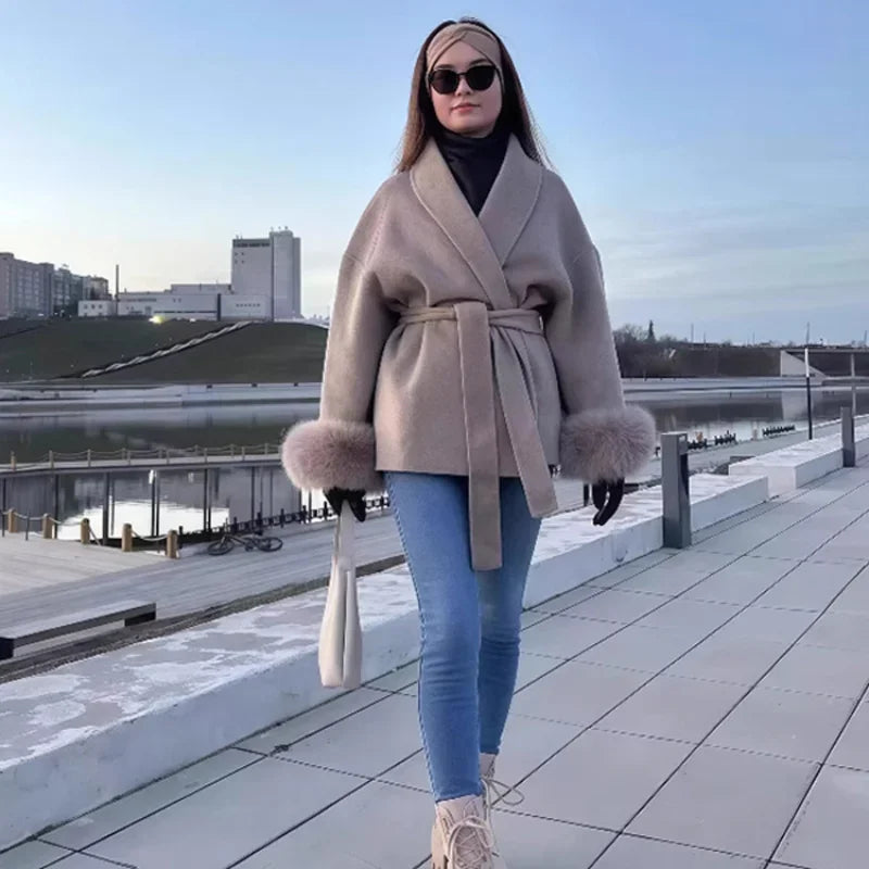 Luxury Woolen Fur Jacket