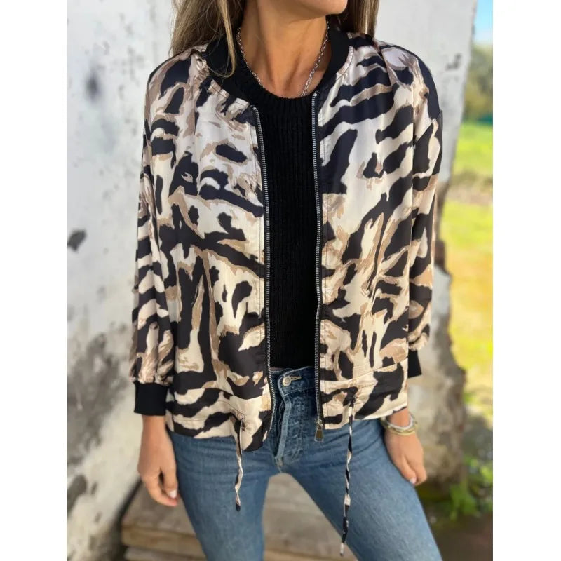Leopard Print Bomber Jacket