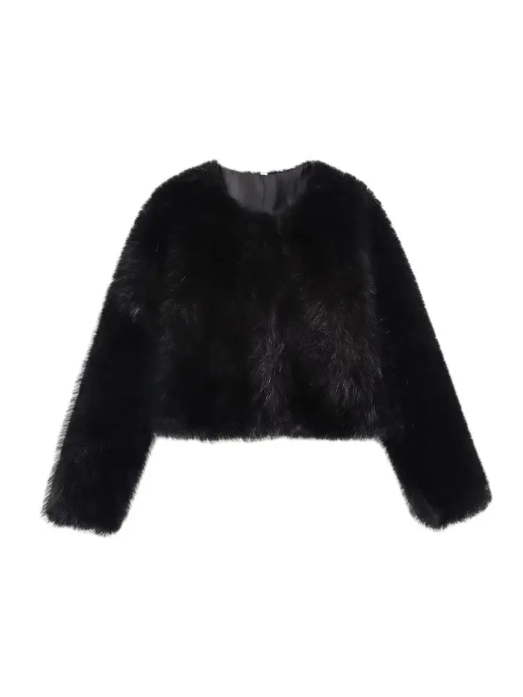 Plush Chic Cropped Faux Fur Jacket