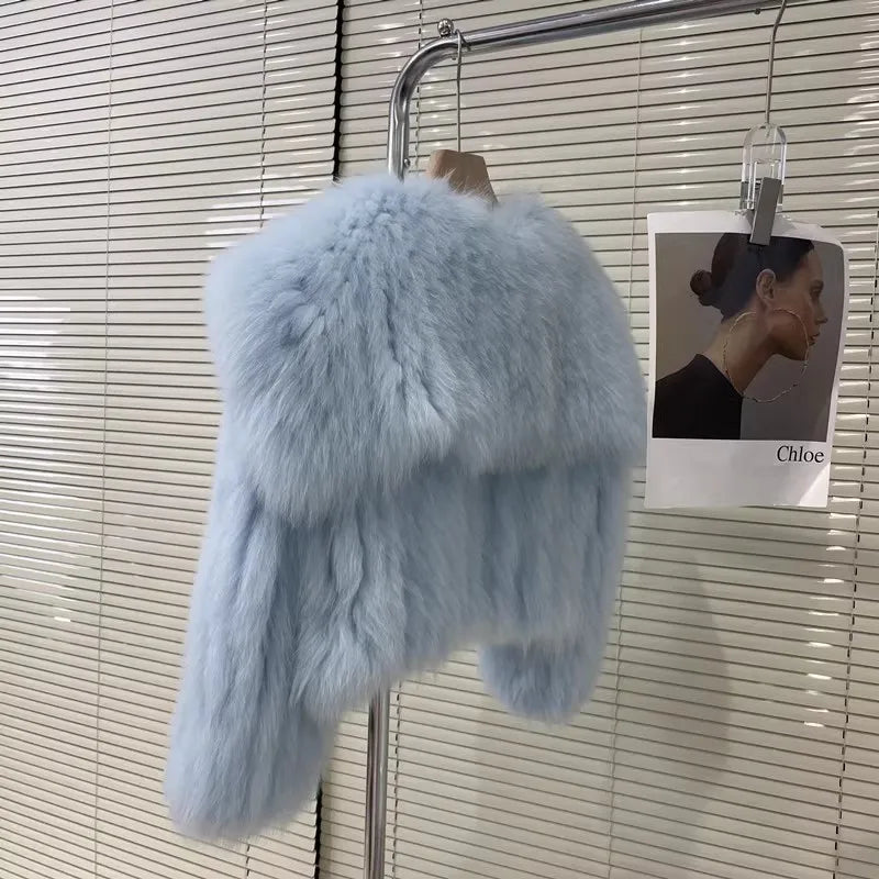 Navy Collar Faux Fur Jacket
