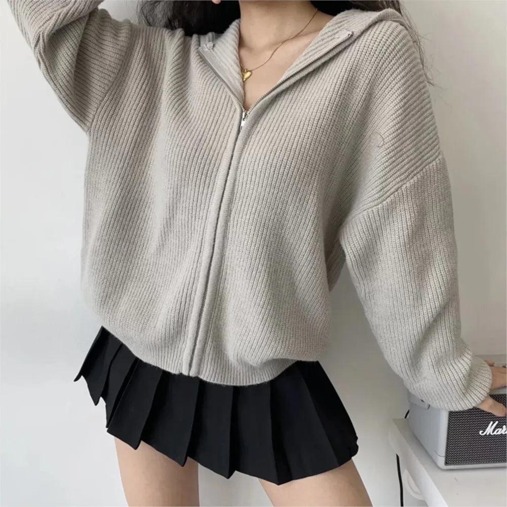 Cozy Drift Hooded Knit Cardigan