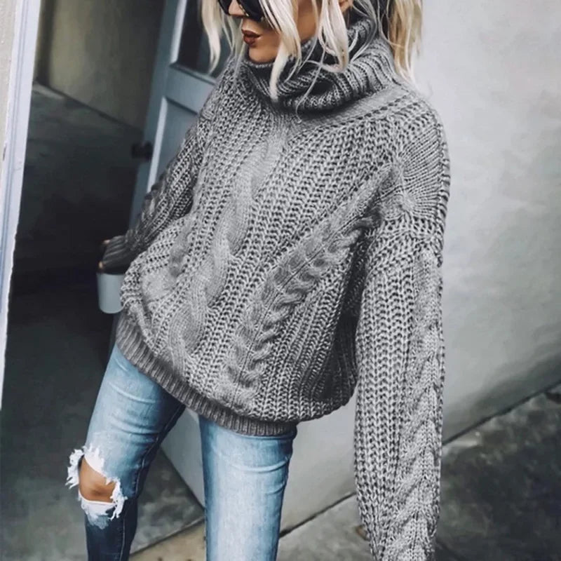 VintageSplice Thick Knit Turtleneck Sweater Rich Allure