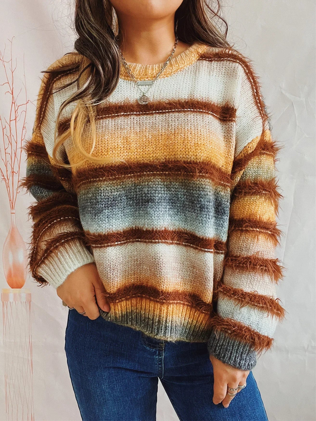 Cozy Gradient Stripe Knit Sweater