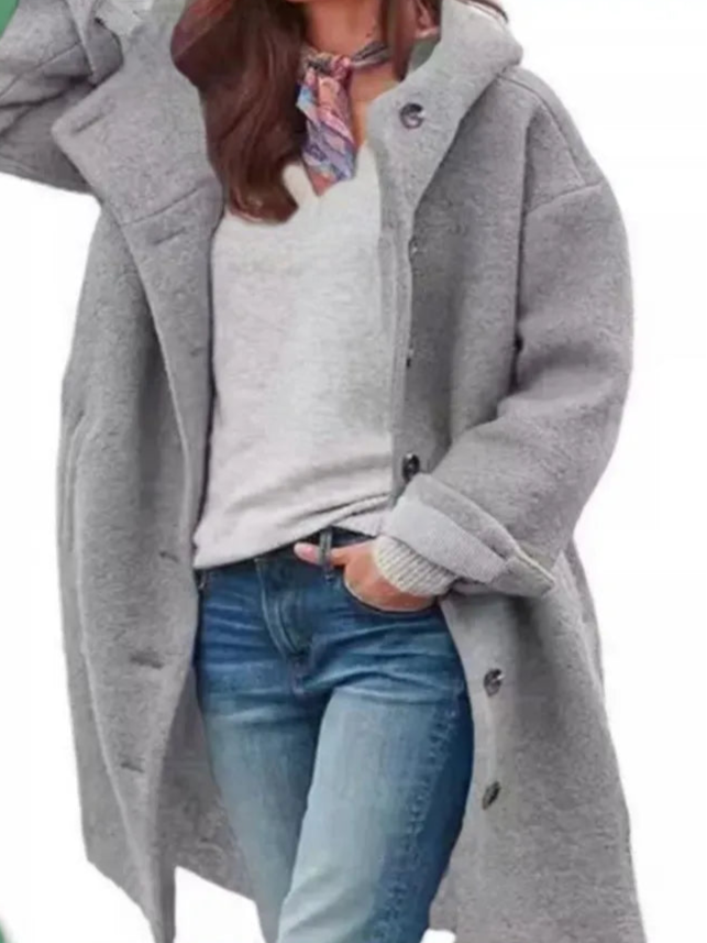 Chic Hooded Woolen Overcoat