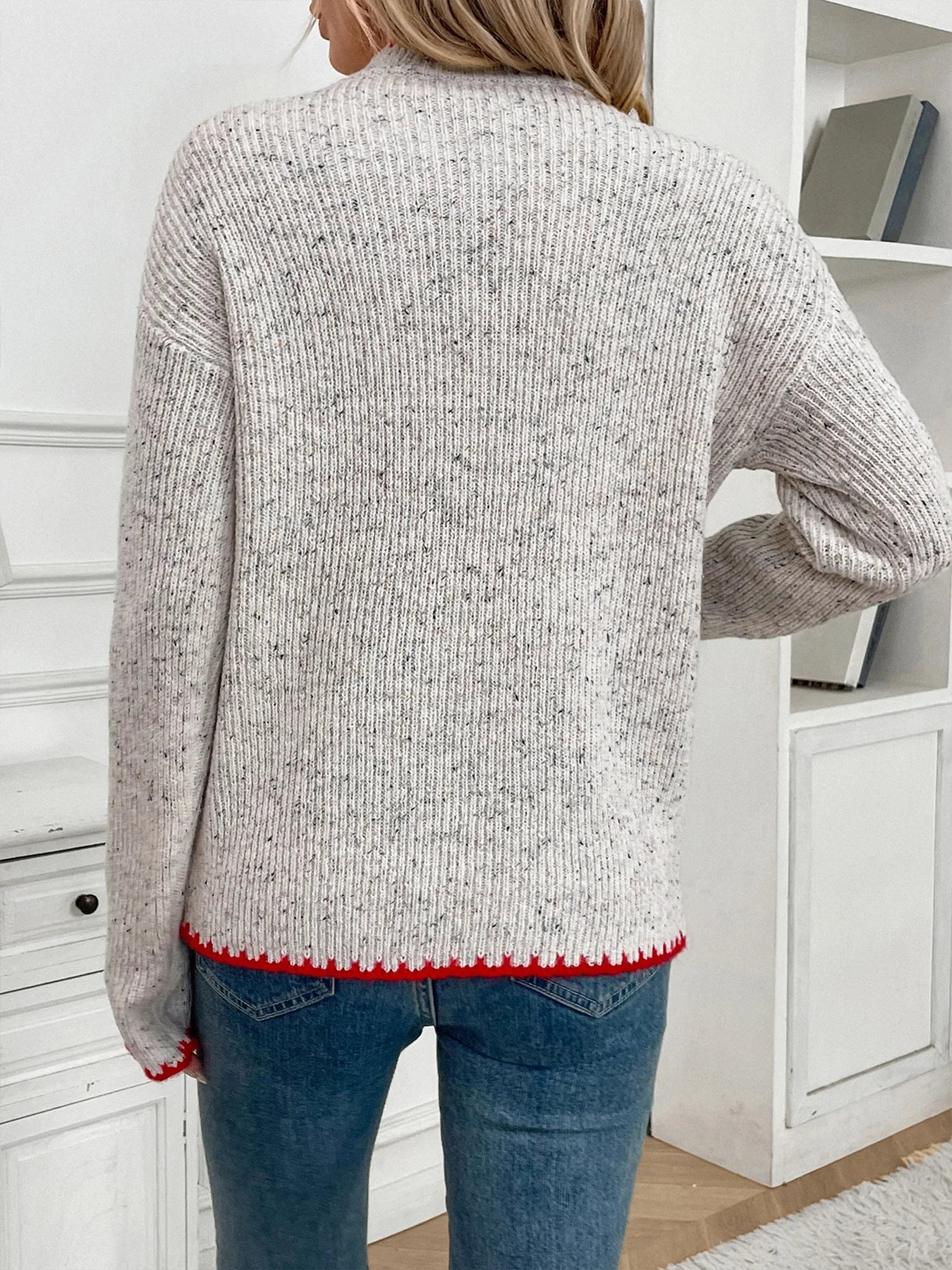 Cozy Heart Half-Turtleneck Sweater