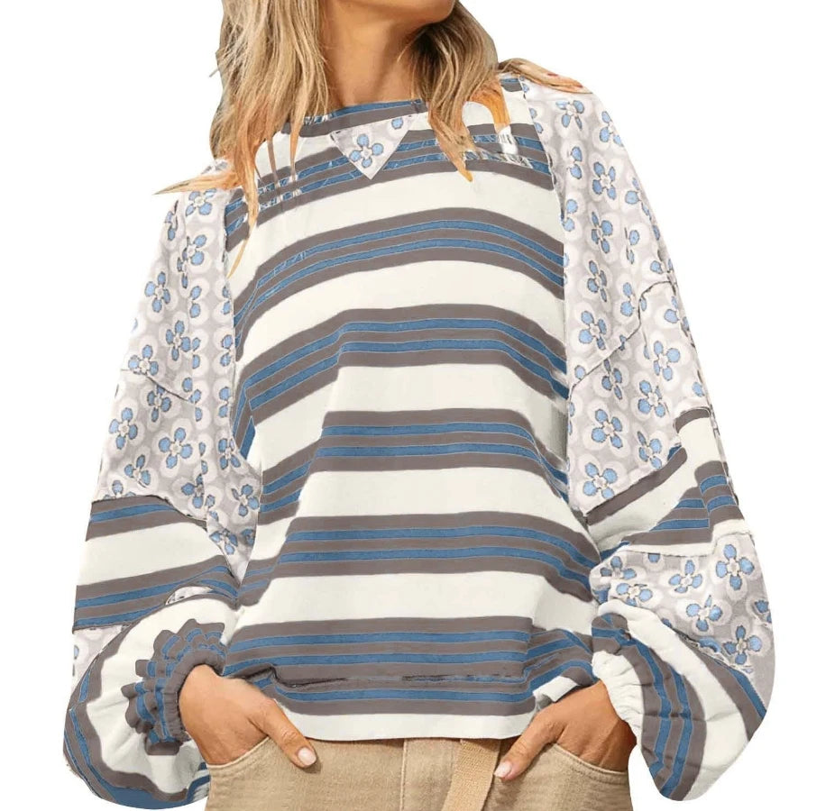 Vibrant Floral Stripe Hoodie