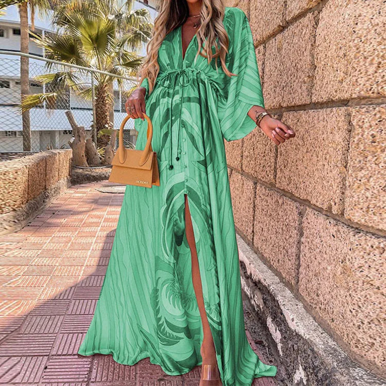 Lace Bloom V-Neck Swing Dress