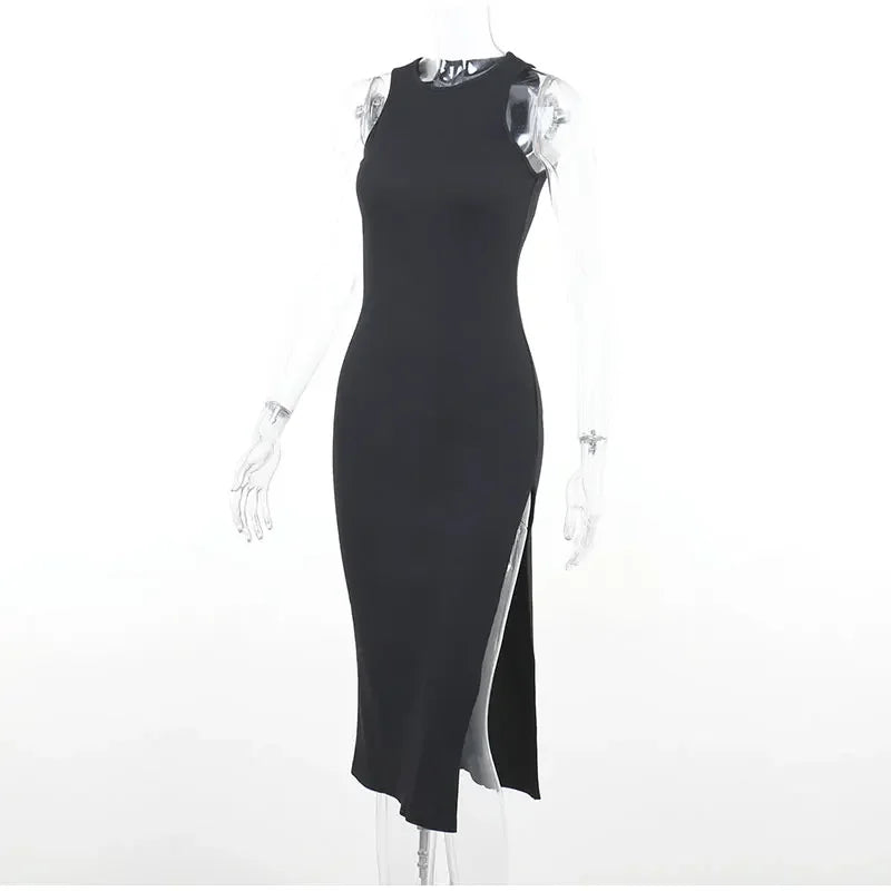SculptKnit Sleeveless Split Midi Dress