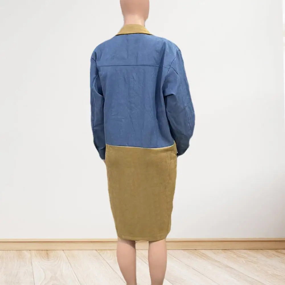 Color block Patchwork Denim Coat