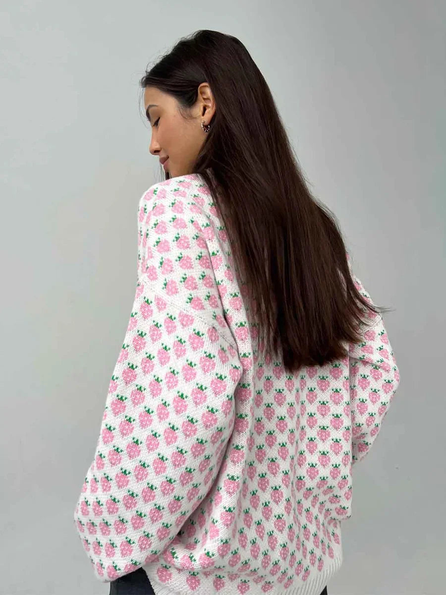 Cozy Strawberry Knit Sweater