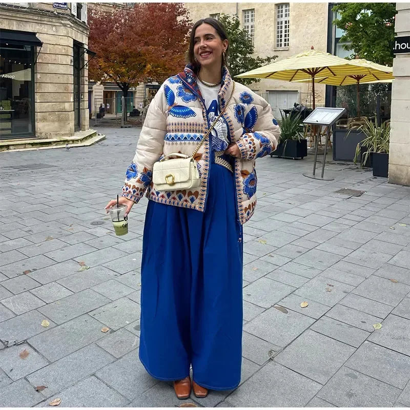 Vivid Charm Printed Lapel Jacket