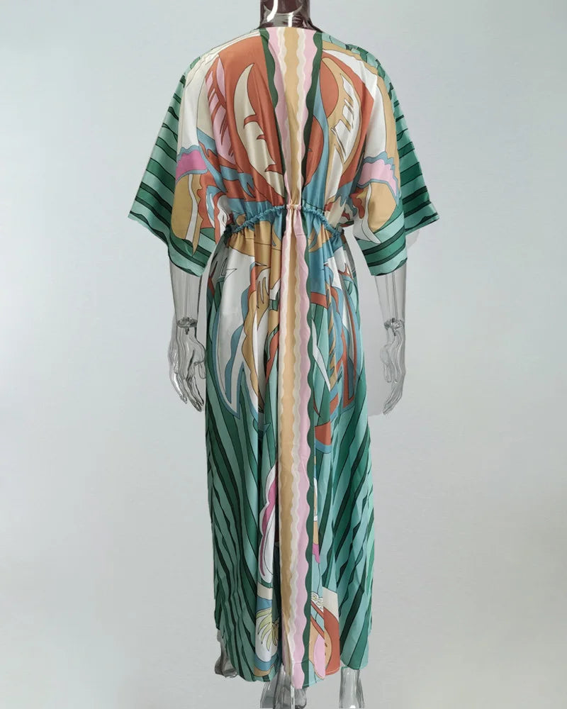 Lace Bloom V-Neck Swing Dress