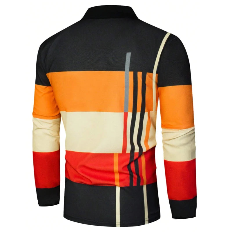 Colorblock Long Sleeve Polo Shirt